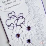 Kartka ŚLUBNA biało-fioletowa z cytatem - Kartka ślubna z fioletowymi serduszkami