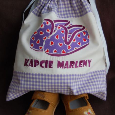 Worek na kapcie z imieniem dziecka - wersja dziewczęca