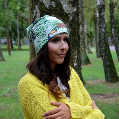 Czapka unisex ciepła liście tukan