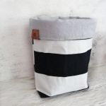Koszyk ,osłonka doniczki biało czarne pasy 28x17x11cm - 