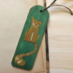 Zakładki malowane - Koty w zieleni - kocur rudy na zgniłozielonym