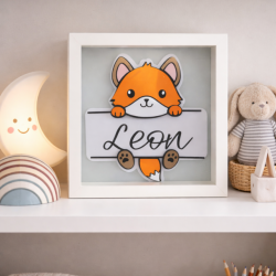 Personalizowana ramka z imieniem lis 3D