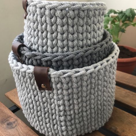 Koszyk 15x12cm,kosz do przechowywania,z paskiem skórzanym