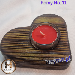 Świecznik drewniany serce oliwka Romy No. 11