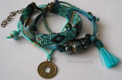 turquoise komplet bransoletek boho