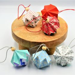 Bombka origami diament śnieżynki i zygzaki 4 sztuki