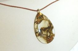 Włosy Wenus czyli kwarc rutylowy, duża łezka w złocie, wisior na rzemieniu