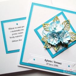 Kartka NA ŚLUB z niebieskimi kwiatami