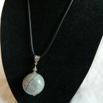 Meksykański szary agat crazy, szalony, duży, okrągły wisior - 