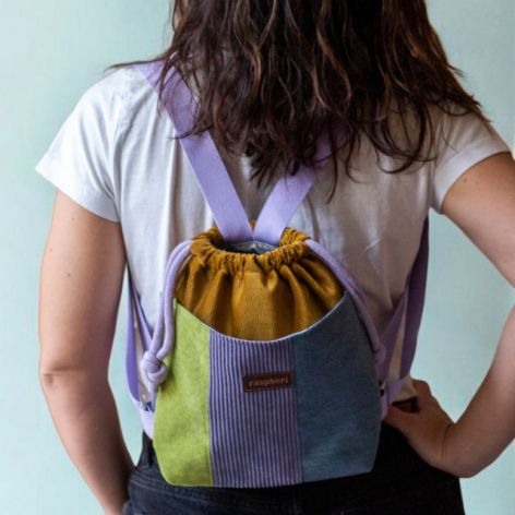 Kolorowy mini plecak damski patchwork