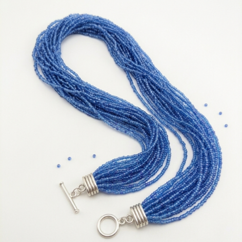 Naszyjnik Niebieski Sznurki Korali