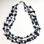 Jasnoszary Grad naszyjnik z koralików i sznurka - 