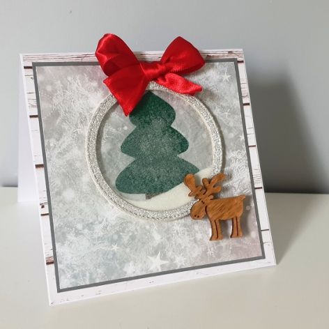Kartka Boże Narodzenie handmade z łosiem i ch