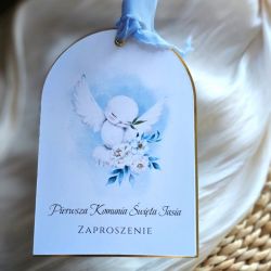 Eleganckie zaproszenie na Pierwszą Komunię Świętą ręcznie robione
