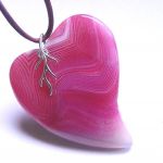 Różowe asymetryczne serce agatu,srebro,wisior - 
