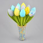 Tulipany, kwiaty z materiału turkusowe - Bukiet tulipanów