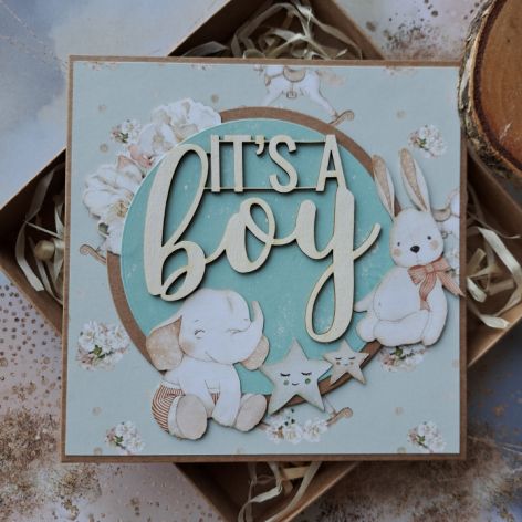Kartka na baby shower chłopca (w pudełku)