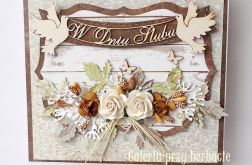 Kartka ślubna brązowa A28