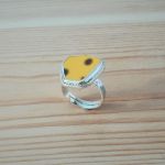 Pierścionek żółty, porcelana Bogucice, srebro - Pierścionek