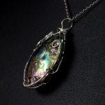 Srebrny wisior z muszlą Abalone wire wrapped - srebrny amulet z muszlą abalone