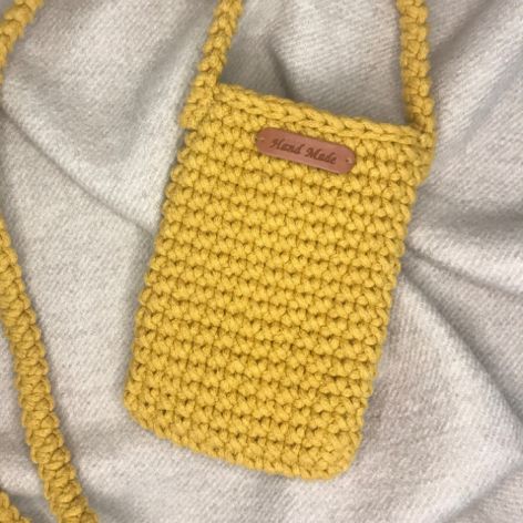 Mała torebka na ramię, etui na telefon,listonoszka żółta. 