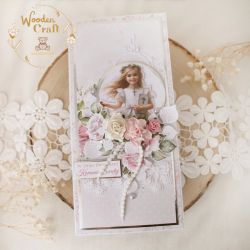 Kartka komunijna pamiątka "PinkRoses2"GOTOWA