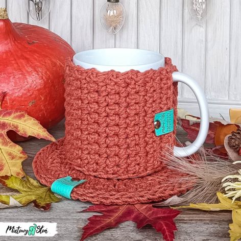 Kubek w sweterku i podkładka ~ dynia