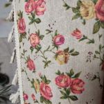 Zasłony gotowe lniane boho z frędzlami róże angielskie RETRO 150/240cm - 