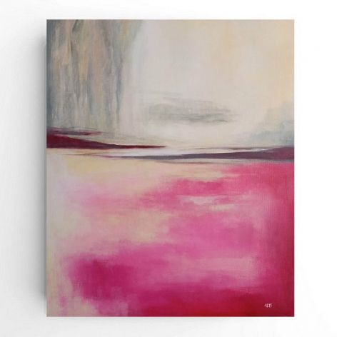 Abstrakcja z różem i złotem-obraz akrylowy 60/50 cm 