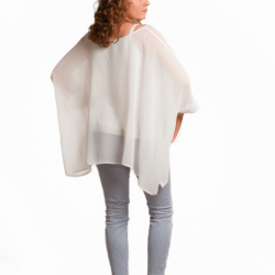 Biała szyfonowa bluzka-tunika