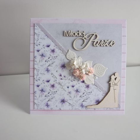 Kartka na ślub liliowe kwiaty