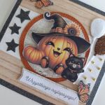 Kartka na urodziny imieniny jesienna Halloween ręcznie robiona - Kartka na urodziny imieniny jesienna Halloween ręcznie robiona