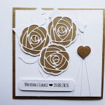  Skromna kartka ślubna z różami z życzeniami - Ręcznie robiona kartka z różami