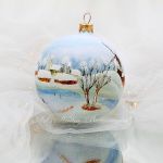 Bombka malowana ręcznie "Zimowy pejzaż" III - 