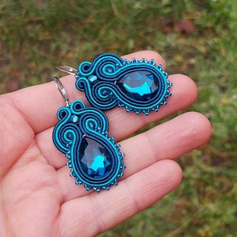 Kolczyki sutasz Granatowe Teal