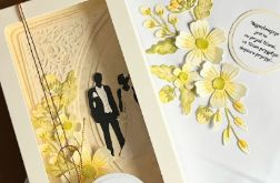 077,Kartka w pudełku na ślub z torebką-Młoda Para