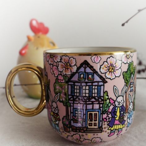 świąteczny ręcznie malowany kubek wiosna WIELKANOC