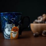 Porcelanowy kubek do kawy z wilkiem i lisem - null