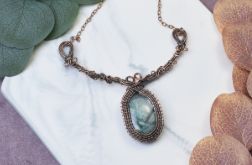 Miedziany naszyjnik wire wrapping z labradorytem #490