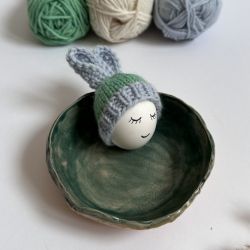 Czapeczka na jajka wielkanocne, uszy (nieb-ziel)