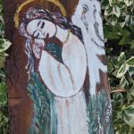 Anioł malowany  na desce - 