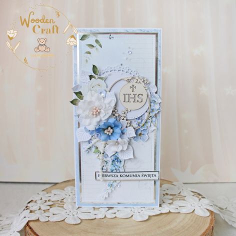 Kartka komunijna pamiątka "LovelyBlue1"GOTOWA