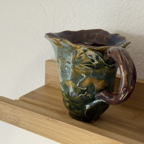 Ręcznie robiony baśniowy kubek, leśna filiżanka z liściami w stylu fairy