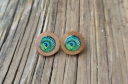 Kolczyki drewniane Pawie Oko – ręcznie wykonane