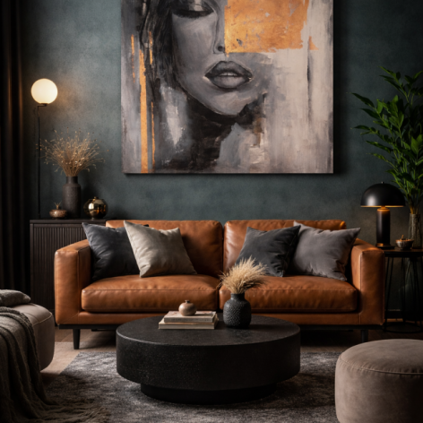 Abstrakcja Kobieta MIEDZIANA ręcznie malowany obraz XXL 100x100