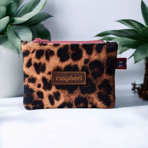 Welurowy portfelik etui na klucze 2w1 w panterkę