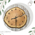 Drewniany zegar - dębowy (PERSONALIZUJ SAM) - NOWOCZESNE WSKAZÓWKI, CYFRY ARABSKIE CZARNE