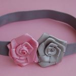 Opaska niemowlęca "Róż z szarym" - 
