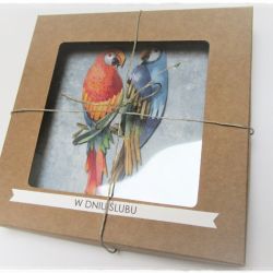 Ślubne papużki-kartka w pudełku