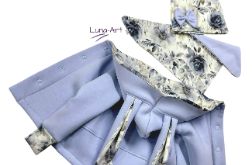 Komplet bluza z uszkami czapka chustka błękit r.104/110